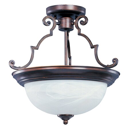 Maxim Two Light Oil Rubbed Bronze Marble Glass Bowl Semi-Flush Mount 5843MROI